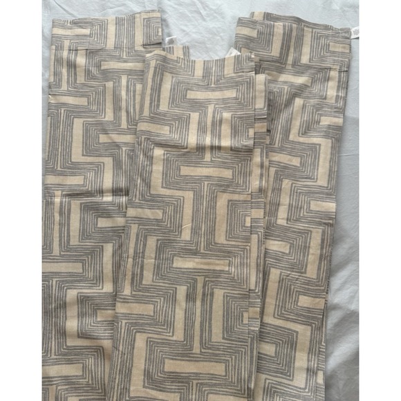 West Elm Other - West Elm 100% Cotton Canvas Geometric Gray Beige Curtain Set 3 ~Panels 48 x 84